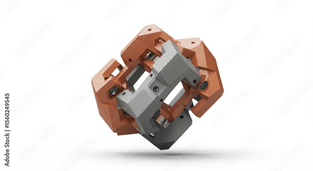 Obraz premium 3D Render of Intricate Geometric Puzzle: A Study in Form and Function
