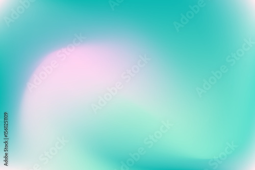 Pink, mint aquamarine color blurry wavy background with copy space. Aesthetic iridescent smooth gradient neon watercolor motion water backdrop. Fluid backdrop for presentation, poster, product display
