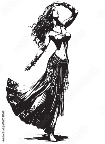 Stylized image of a belly dancing white background vector.eps