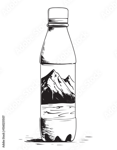 Stylized image of bottle of  fresh water  background vector.