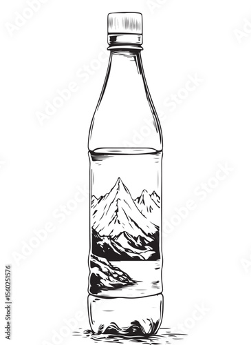 Stylized image of bottle of fresh water white background vector