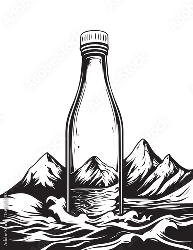 Stylized image of bottle of fresh water white background vector
