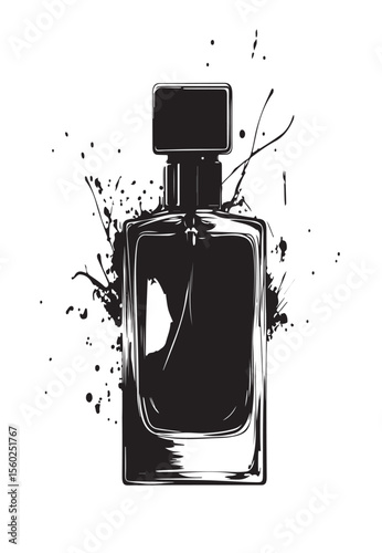 Stylized image of bottle of parfumed white background vector