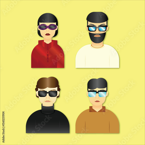 Set of charismatic woman and men illustrations