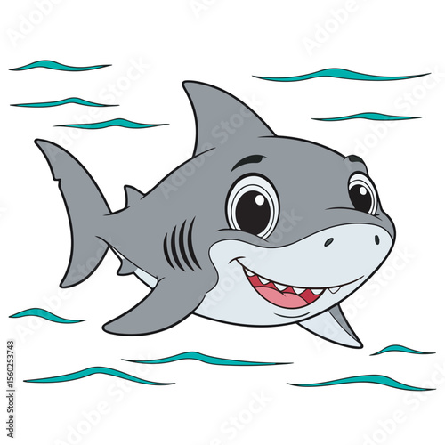 Adorable Cartoon Shark Illustration Perfect for Kids' Projects