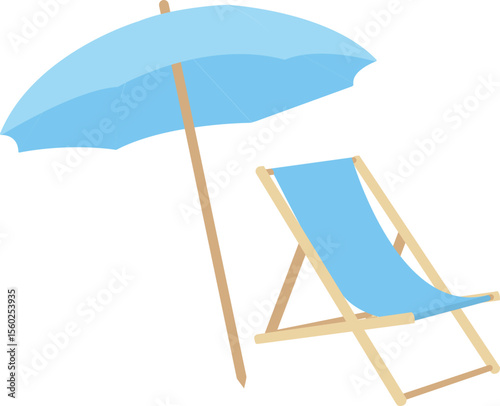 Beach Chair, Parasol, 4th of July, Summer Vacation, Red white and blue