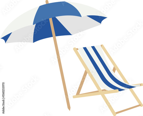 Beach Chair, Parasol, 4th of July, Summer Vacation, Red white and blue