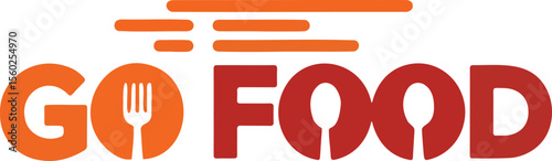 Modern food restaurant logo with fork and spoon icons