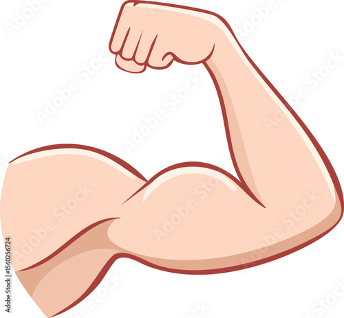 Cartoon illustration of a muscular arm flexing.