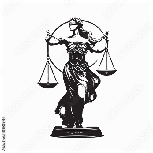 Lawyer Scale Lady Stock Illustrations on white background.
