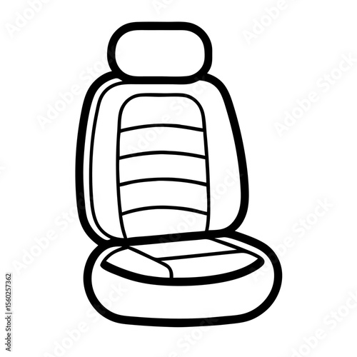 Car Seat Outline Drawing, Vehicle Seat Illustration, Simple Car Seat Design