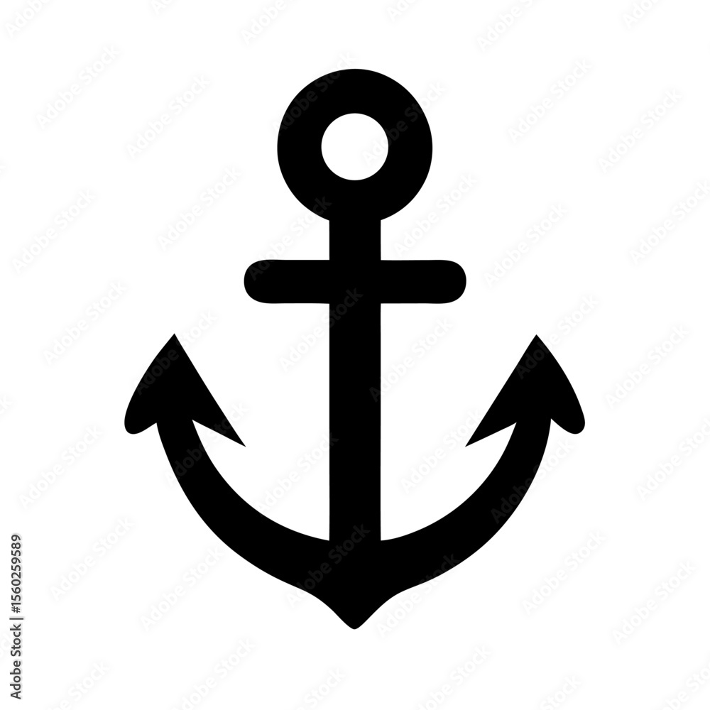 Simple Black Anchor Icon, Nautical Symbol, Maritime Graphic Simple Black Anchor Icon, Nautical Symbol, Maritime Graphic