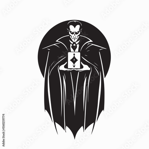 Vampire Dracula Reading Tarot Cards with a Mysterious and Magical Aura Vector