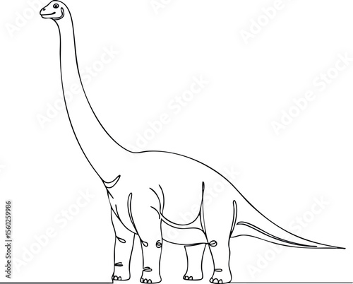 Brontosaurus dinosaur side view vector drawing prehistoric creature outline design for educational and artistic use