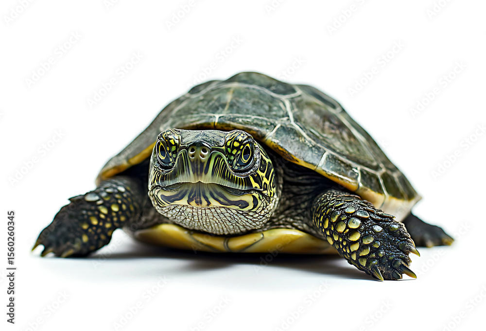 Obraz premium Close up of a detailed turtle with striking yellow markings on its face and shell