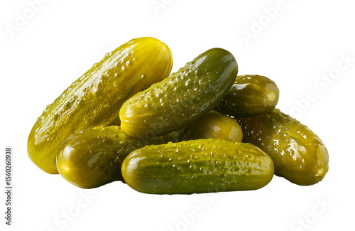 marinated pickled cucumbers isolated on a transparent background