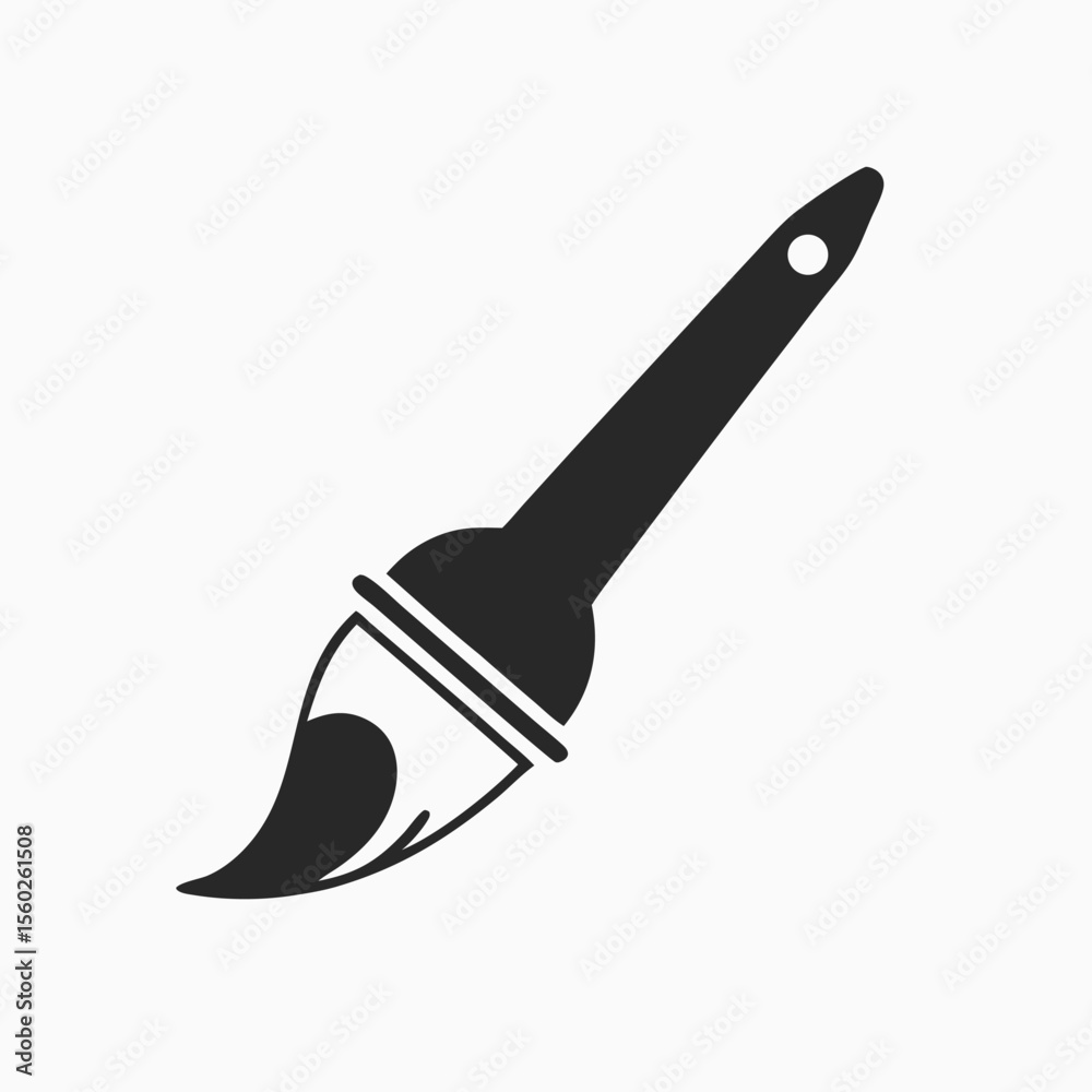 Fototapeta premium Paintbrush Icon: Black and White Simple Design