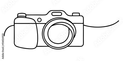 Simple Line Drawing of a DSLR Camera