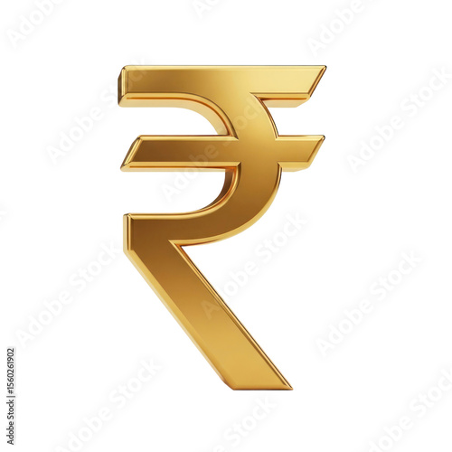Shining Gold Indian Rupee Symbol Against Transparent Background Isolated Transparent Background photo