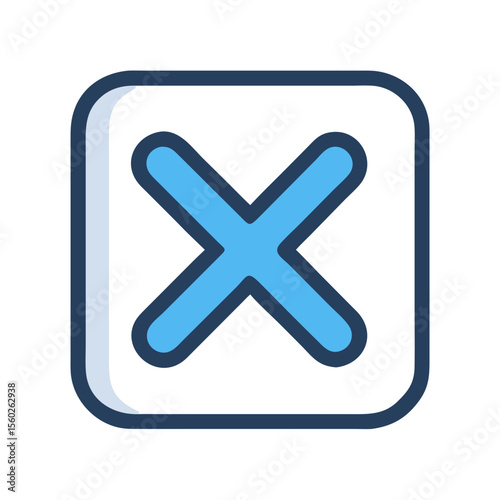 Simple Filled Line Square Cross Mark Sign Shape Icon Design