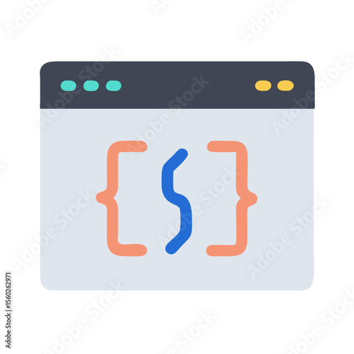 Flat Simple Code Symbol on Web Browser Application Interface