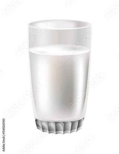 Glass of milk. Protein rich dairy product. Transparent photo realistic vector illustration