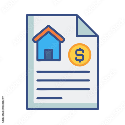 Modern Outline Home Finance Document Illustration Icon for Real Estate Agreement