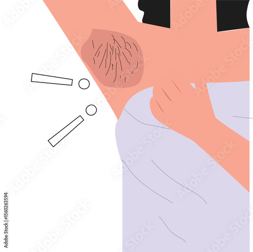 The teenage girl noticed her hair in her armpits. 