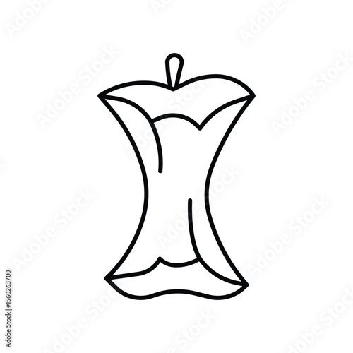 Apple Peels Icon Line Vector Drawing