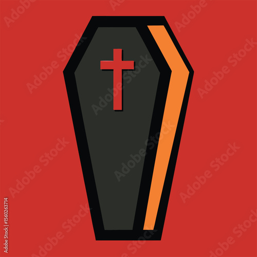 Coffin icon Halloween symbol vector illustration Premium
