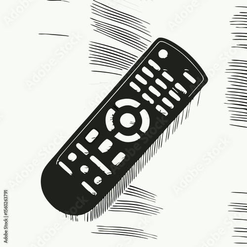 Black TV Remote Control Icon Illustration