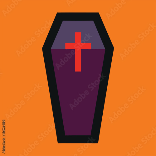 Coffin icon Halloween symbol vector illustration Premium