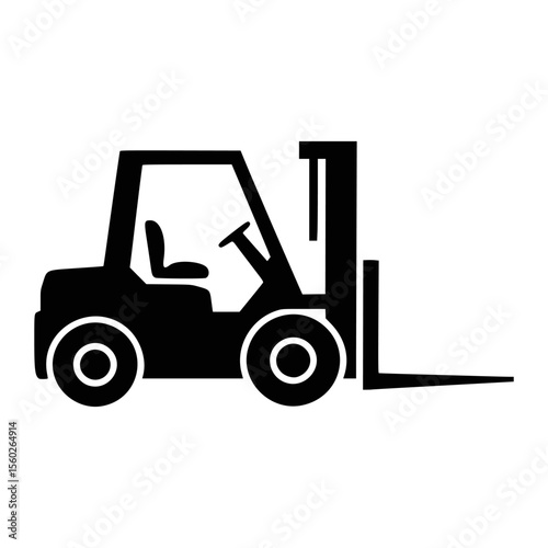 Silhouette of a forklift, perfect for industrial or logistical projects.
