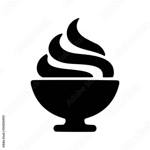 Simple Black and White Ice Cream Sundae Icon