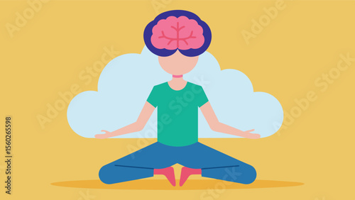 A person participating in a yoga class as part of their brain fitness routine emphasizing the connection between physical and mental wellbeing.. Vector illustration