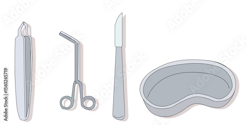 Dentist surgery tools. Dental surgical steel tools, 