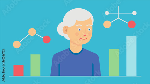 A chart showing the progression of memory decline in an elderly individual through their attendance at a Memory Clinic over the years.. Vector illustration
