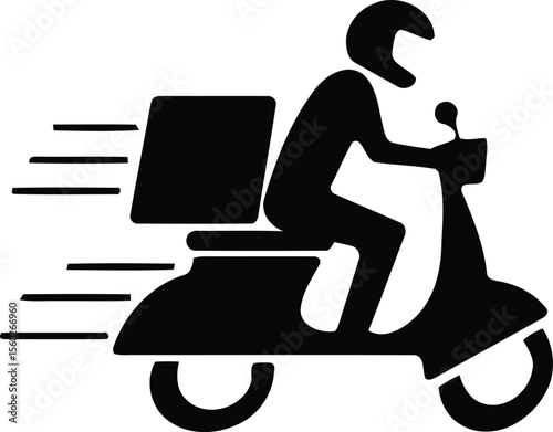 Speedy Delivery Silhouette of a Courier on a Scooter - Perfect for Food Delivery, Logistics, and Express Service Designs