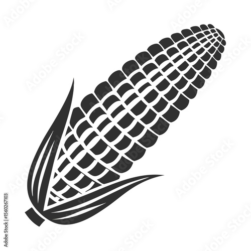 Black and White Corn on the Cob Illustration