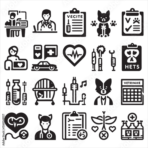 Healthcare set icons vector. Medicine and Health Care linear icon collection. Containing emergency, doctor, treatment, medical, report, diagnosis, health, prevention. Editable