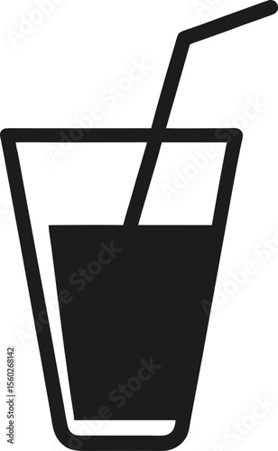 Drink icon set beverage vector symbol cold juice glass with straw sign refreshment soft drink icon in black filled and outlined style | Premium Vector
