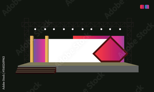 A clean, functional 2d stage setup designed for business conferences and corporate presentations.
