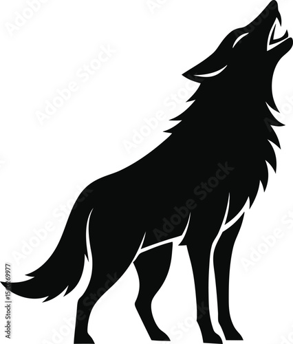 Howling Wolf vector silhouette  Premium AI-generated vector
