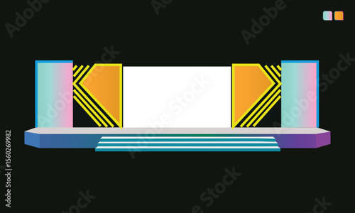 A clean, functional 2d stage setup designed for business conferences and corporate presentations.
