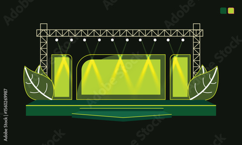 A clean, functional 2d stage setup designed for business conferences and corporate presentations.