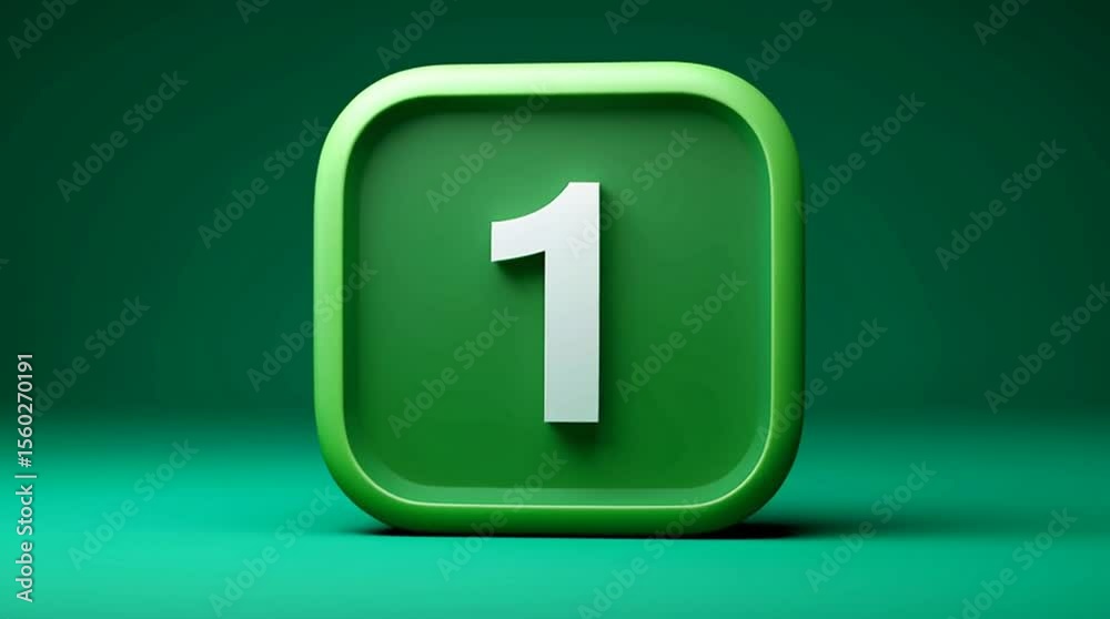 Countdown Display with Rounded Corners on Green Background