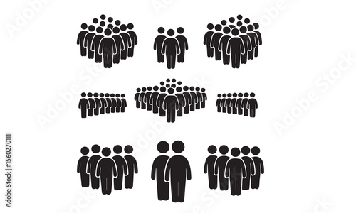 People group liner icon vector set