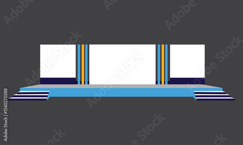A clean, functional 2d stage setup designed for business conferences and corporate presentations.