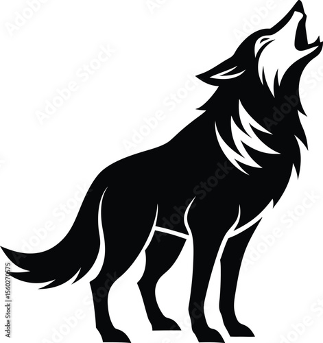 Howling Wolf vector silhouette  Premium AI-generated vector
