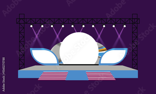 A clean, functional 2d stage setup designed for business conferences and corporate presentations.